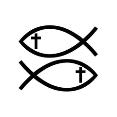 Jesus Christ Cross Fish Symbol Mirror vinyl decal sticker