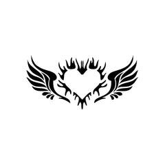 Back Plate Angel Wing Heart vinyl decal sticker