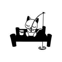 Cat Relax Sleeping Fishing vinyl decal sticker