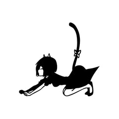 Girl Cat Cosplay Stretch Out vinyl decal sticker