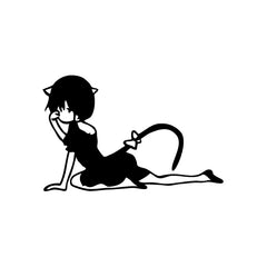 Girl Cat Cosplay Wake Up vinyl decal sticker