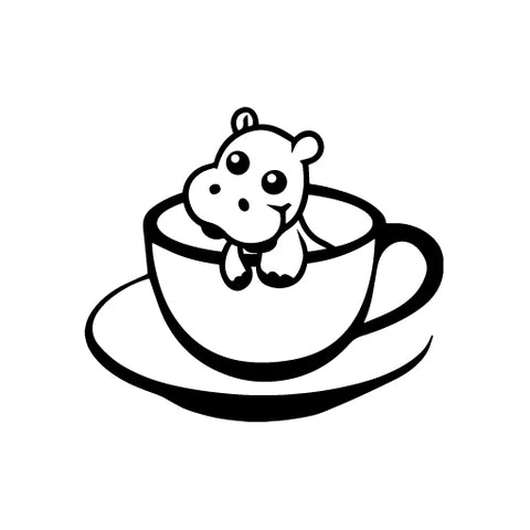 Hippo Cup Of Cuteness vinyl decal sticker